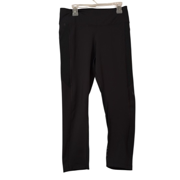 Nike Black Mesh Logo Athletic Leggings - Picture 1 of 12